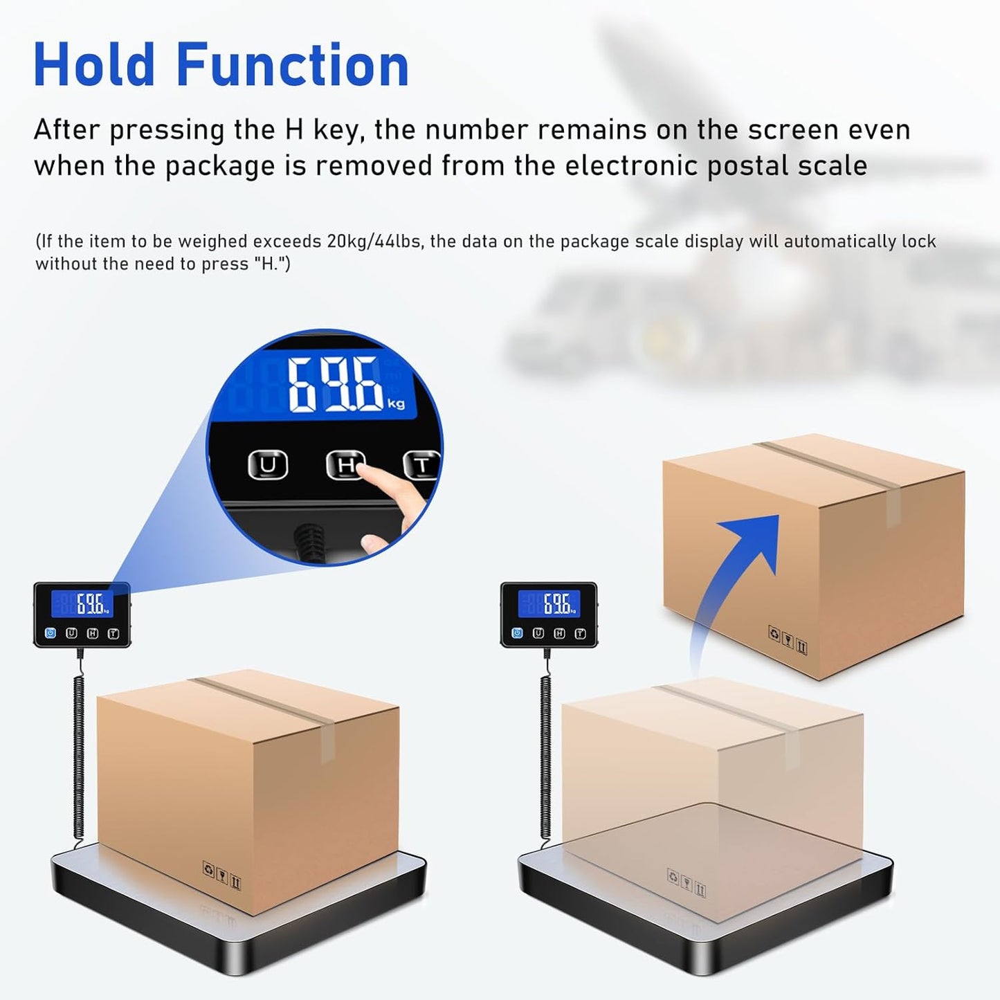 Shipping Scale, 440lb/0.5oz High Accuracy Digital Scale for Packages with Hold, Tare Function, Postal Scale for Small Business, Luggage, Home Use (Battery & Charging Cable Include)