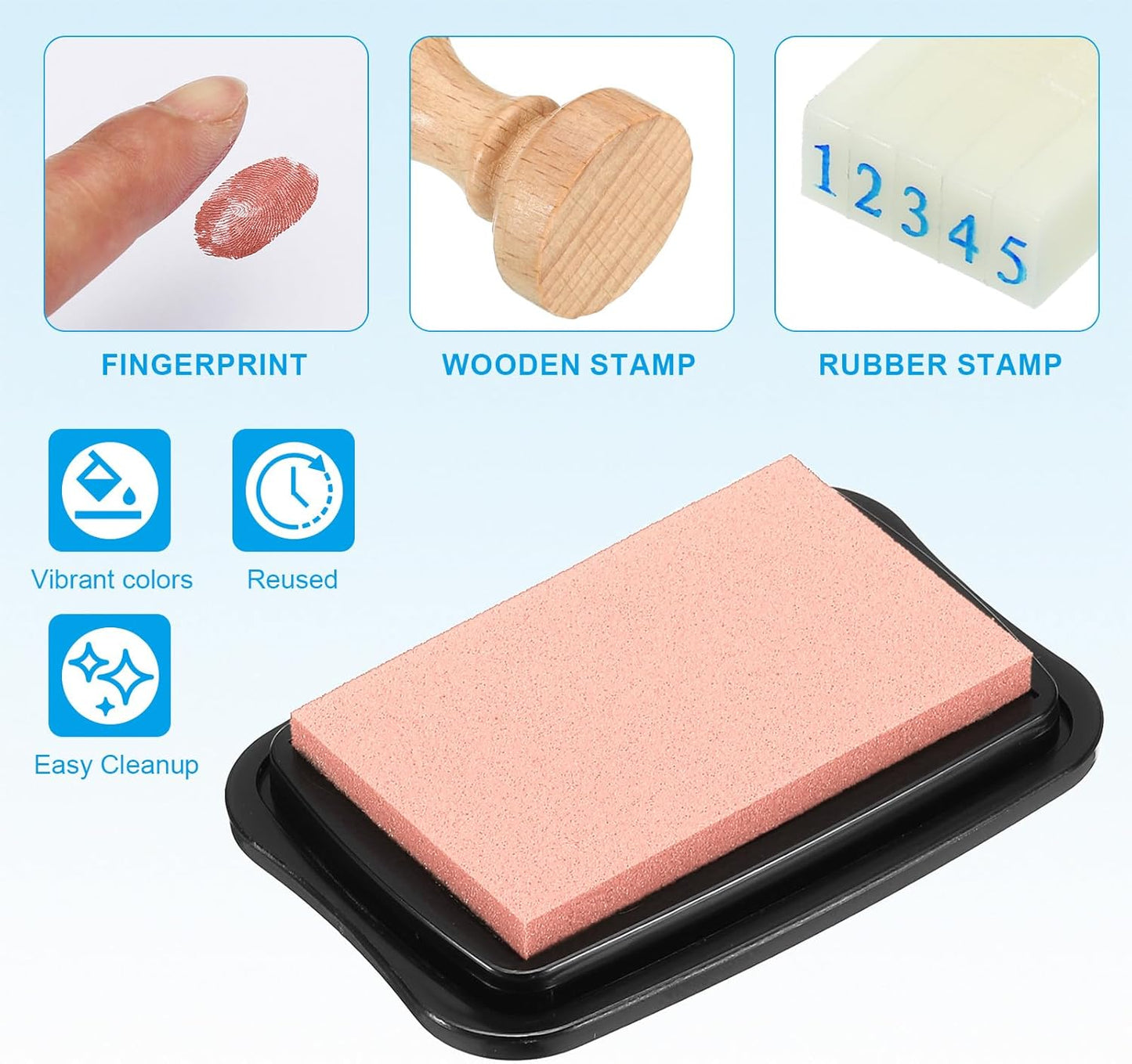 PATIKIL 3"x2" Large Stamp Pad, 2Pcs Washable Craft Ink Pad for Rubber Stamp Card Making Stamping Scrapbook Fingerprint Handprint, Pink/Black