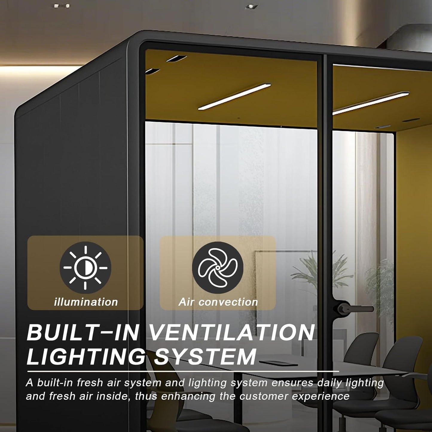 Office Sound Booth with Audio Privacy - Portable Soundproof Pod with Human Body Sensor,Soundproof Room with Light,Ventilation,Socket for Meetings,Report Presentations