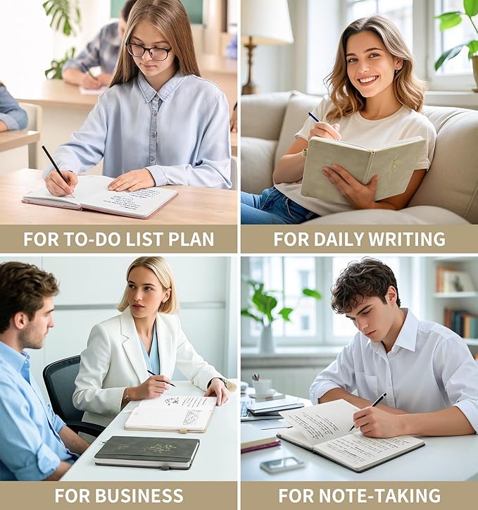 Lined Journal Notebook For Women Men, 200 Pages A5 Hardcover Leather Journals For Writing College Ruled Notebook For Work School Note Taking Business Diary Notepad 5.7'' X 8.3''-White