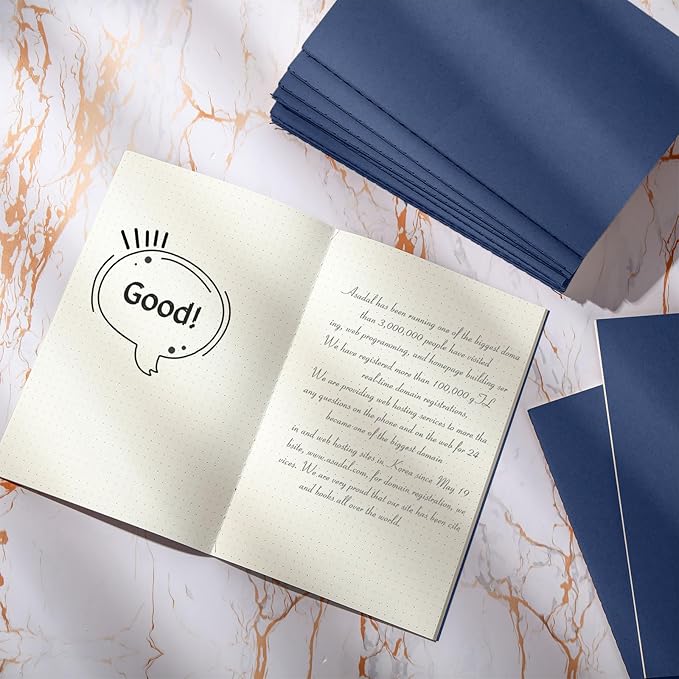 100 Pcs Kraft Notebook Journals 5.5 Inch x 8.3 Inch A5 Softcover Notebooks Bulk for Writing Sketch Office Notepad with 60 Pages 30 Sheets (Navy,Dot)