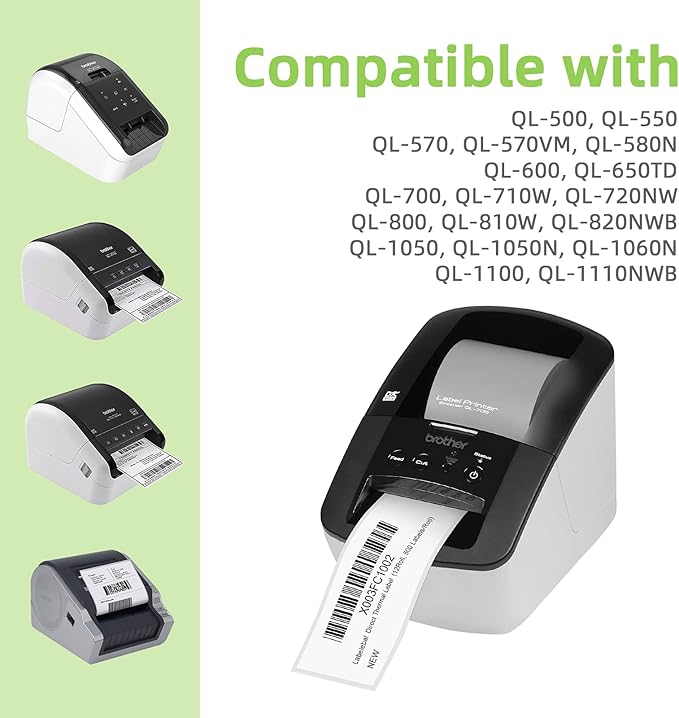 Compatible Standard Address Labels Replacement for Brother DK-1201 (1.1" X 3.5”), Use with Brother QL Label Printers (12 Rolls + 1 Reusable Cartridge, 400 Labels/Roll)