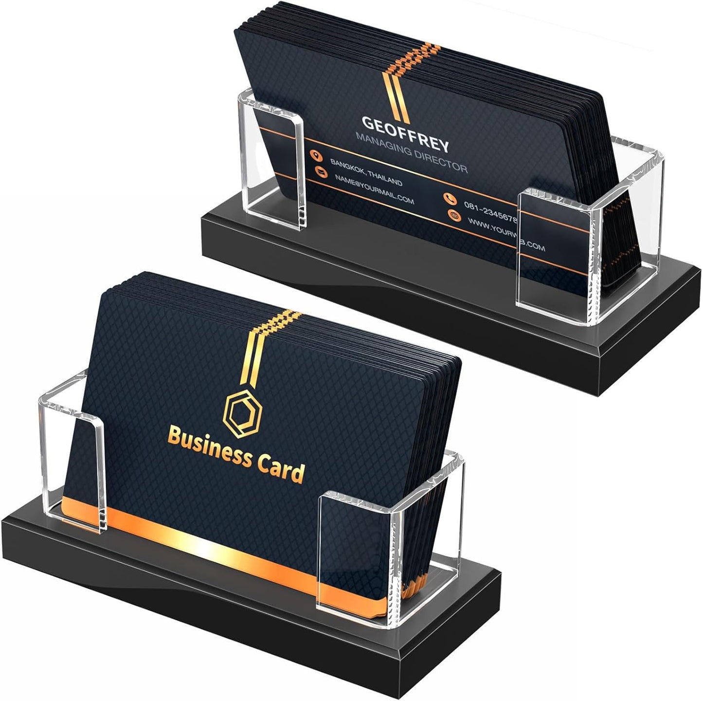 NIUBEE Acrylic Business Card Holder: Clear Plastic Business Cards Display Stand for Desk - Gift Card Organizer for Office 4 Pieces