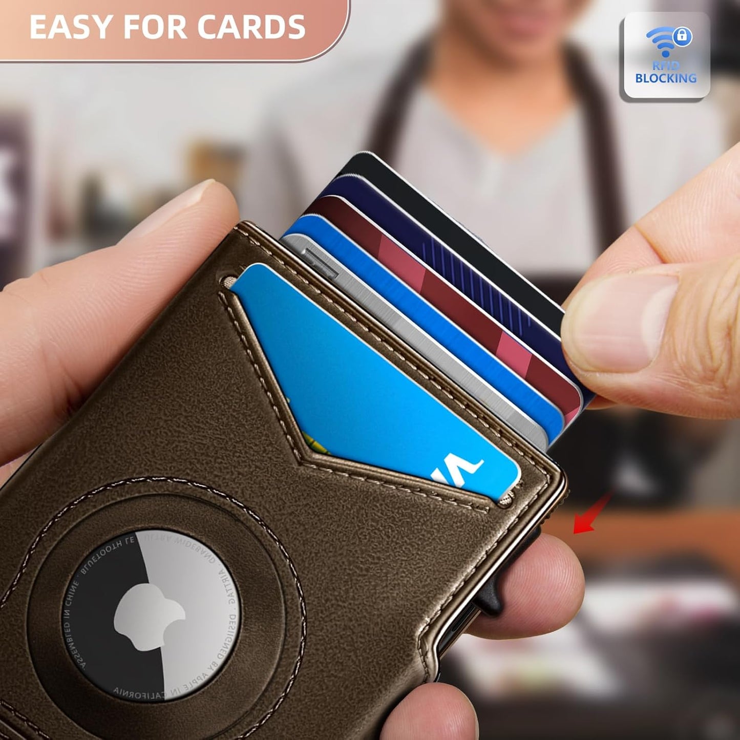 KEMISANT Airtag Wallet Men Gift,Mens Slim Front Pocket Wallet Money Clip Standard or Apple Airtag Use 3.8"×2.8"×0.9"