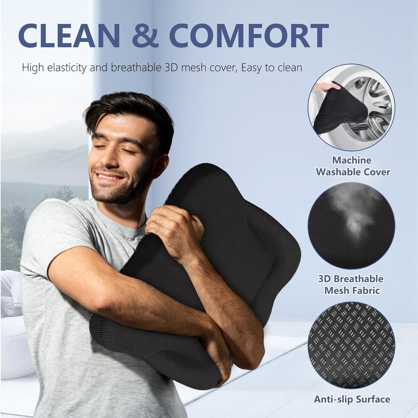 Thicker Seat Cushion for Office Chair, Big Gel Seat Cushion for Long Sitting, Support for Sciatica & Back Pain Relief, Breathable Chair Seat Pads Egg Wheelchair Cushion for Home Car Kayak Stadium