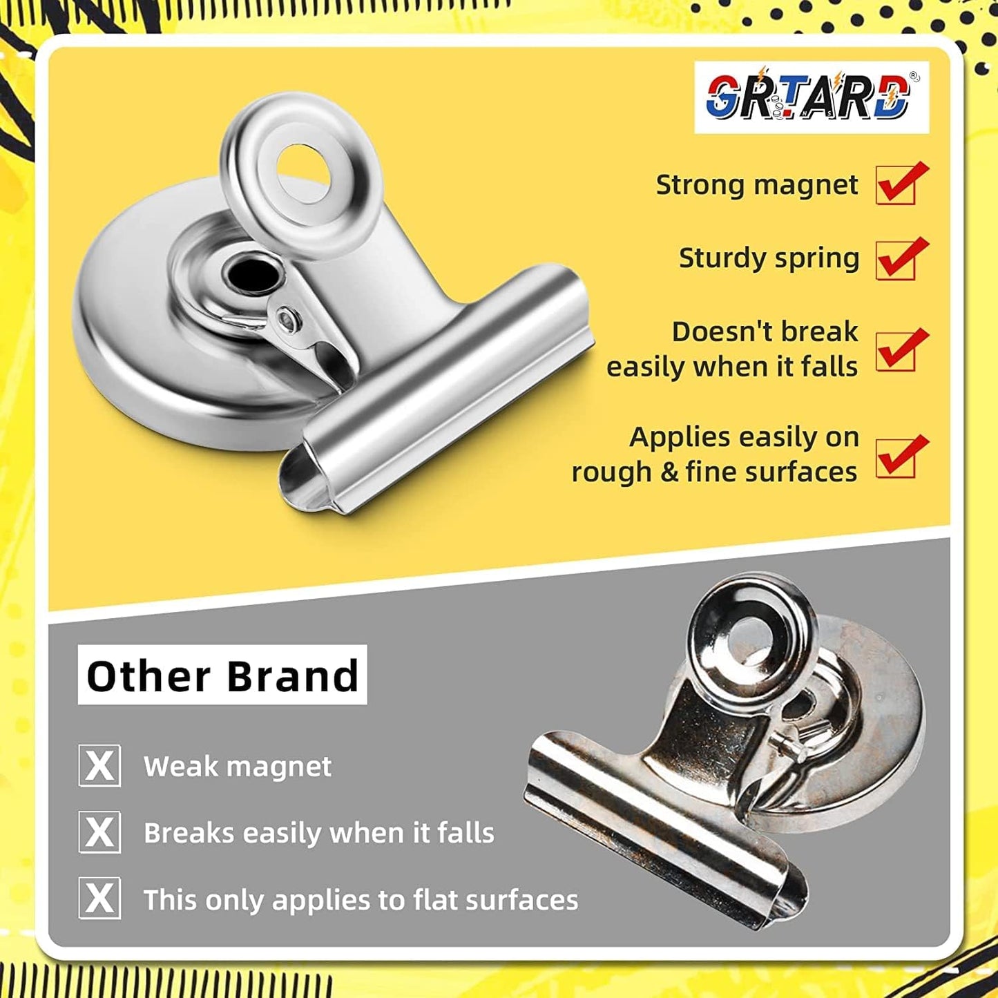 Grtard 24pack Magnetic Clips Heavy Duty, Magnet Clips for Fridge, Refrigerator Magnets, Strong Magnetic Clip,Scratch Free Magnets with Clip for Refrigerator, Whiteboard, Classroom, Locker