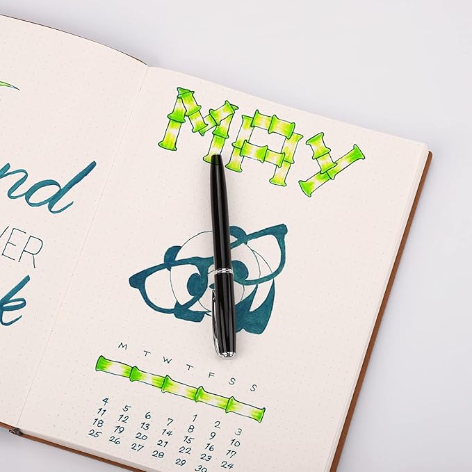 AHGXG Bullet Dotted Journal 2 Pack - B5 Large Journal Dot Grid Notebook (7.6'' X 10'') with Thick 120gsm Dot Paper, Soft Leather Cover, Total 384 Pages, Inner Pocket - BlackBrown