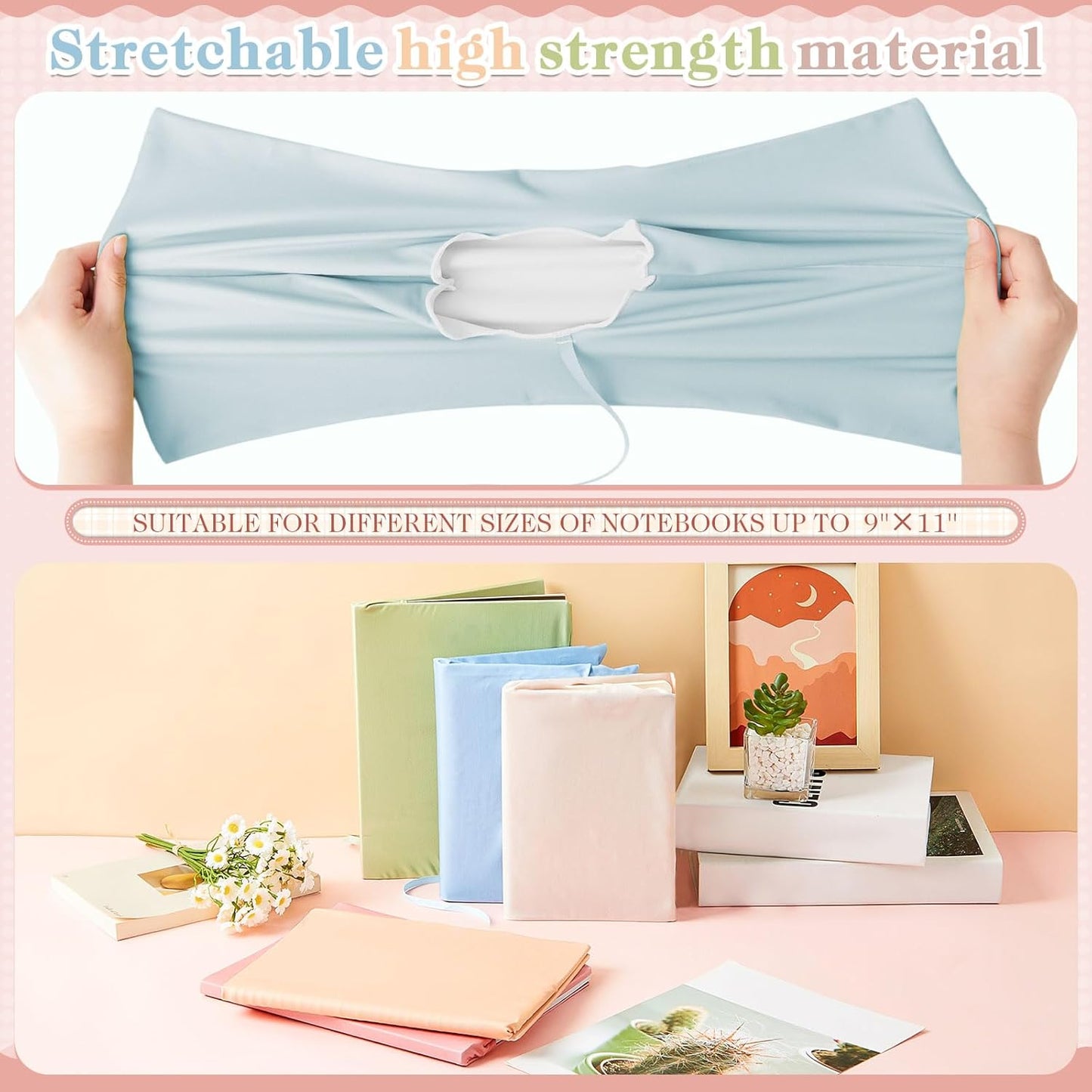 PerKoop 12 Pcs Jumbo Book Covers Stretchable Fabric School Book Protector Reusable Washable Cover Protector for Most Hardcover Textbooks(Stylish Colors,6 x 9 Inch)