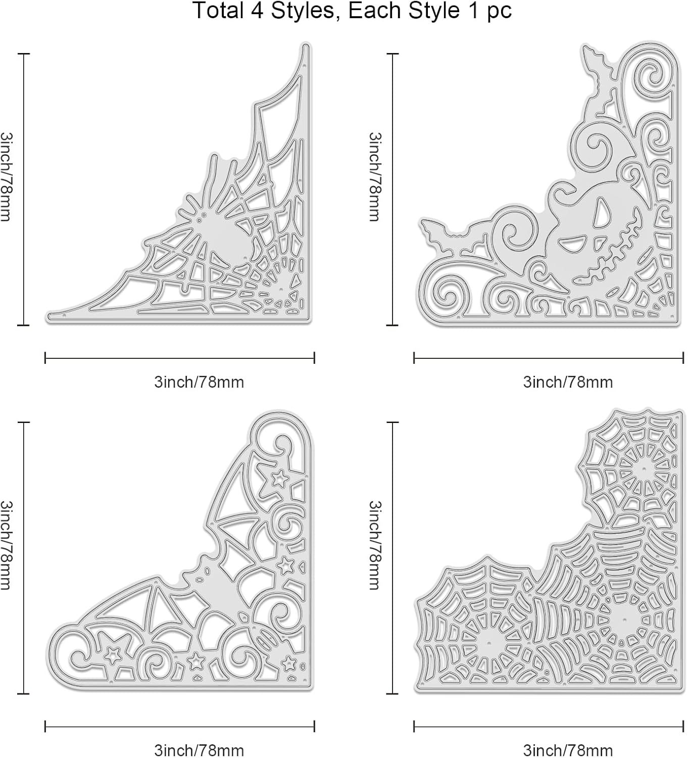GLOBLELAND Halloween Lace Corner Cutting Dies for Card Making Spider Bat Pumpkin Cobweb Cut Die for DIY Scrapbooking Journal Embossing Paper Craft Decor