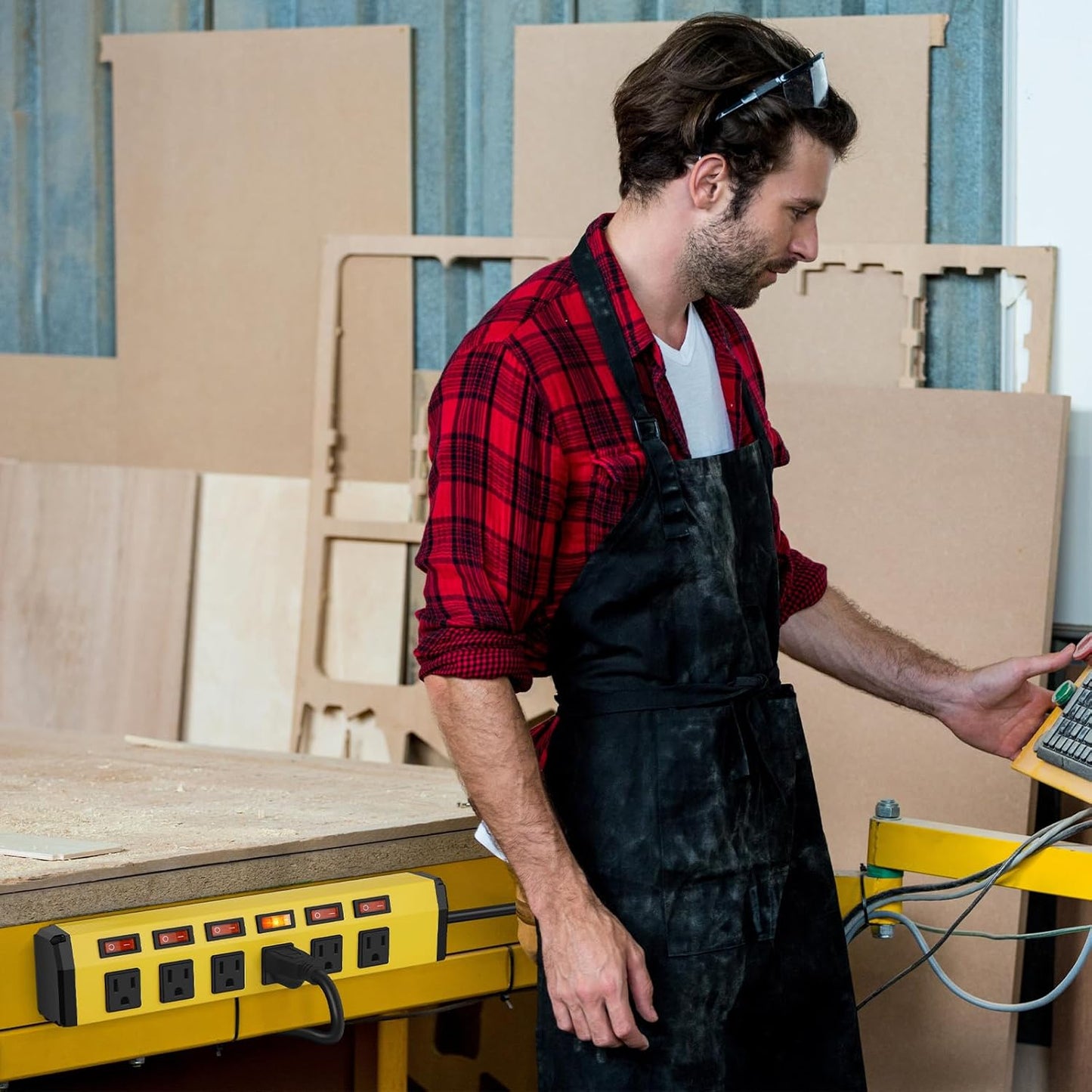 ANNQUAN 4PCS 6 Outlet Metal Power Strip with 6 Individual Switches,Heavy Duty Power Strip 1200J 15A 6FT Cord Home Office Industrial Commercial Shop