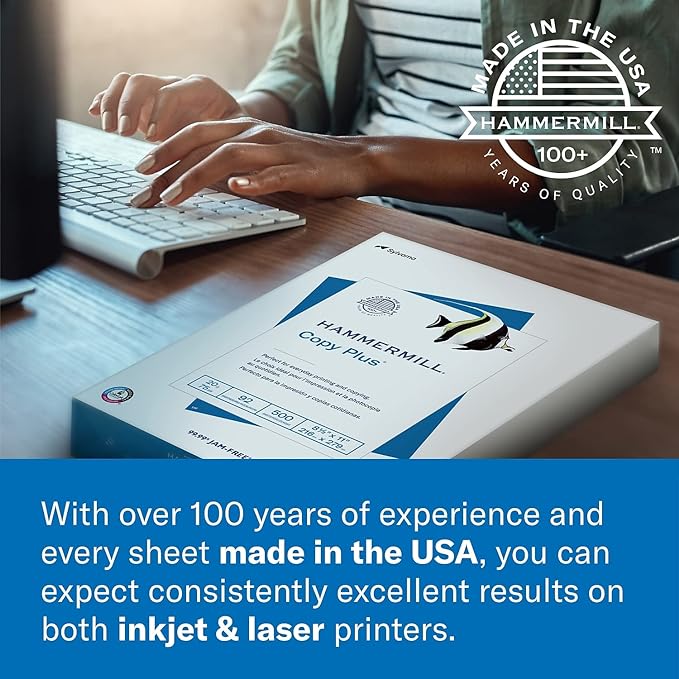 Hammermill Printer Paper, Great White 30% Recycled Paper, 3 Hole - 1 Ream (500 Sheets) - 92 Bright, Made in the USA, 086702