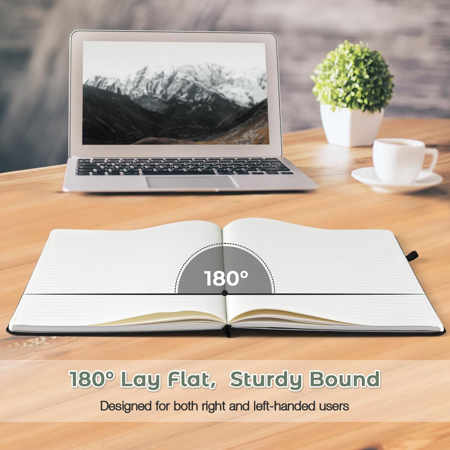 Lined Journal Notebook, 8.5" x 11" Hardcover Leather Notebook for Work, Wide Ruled Notebook Journal for Women Men, 192 Thick Paper, Lay Flat, 2 Pockets, A4 Large Journals for Writing, Green Journal