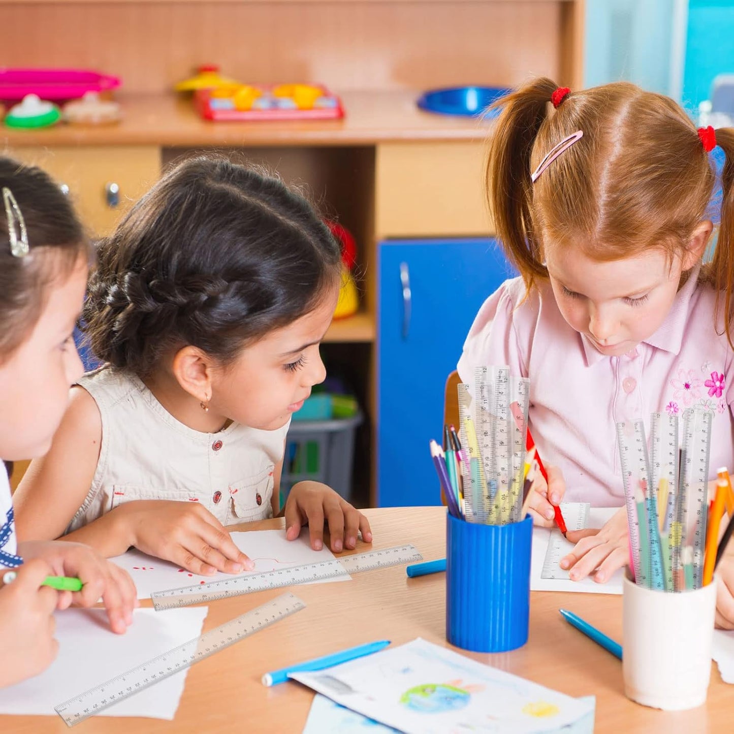 Zonon 100 Pieces 12 Inch Ruler Bulk Clear Plastic Flexible Straight Metric Rulers with Centimeters and Inches Drafting Measuring Tool for Classroom School Students Education