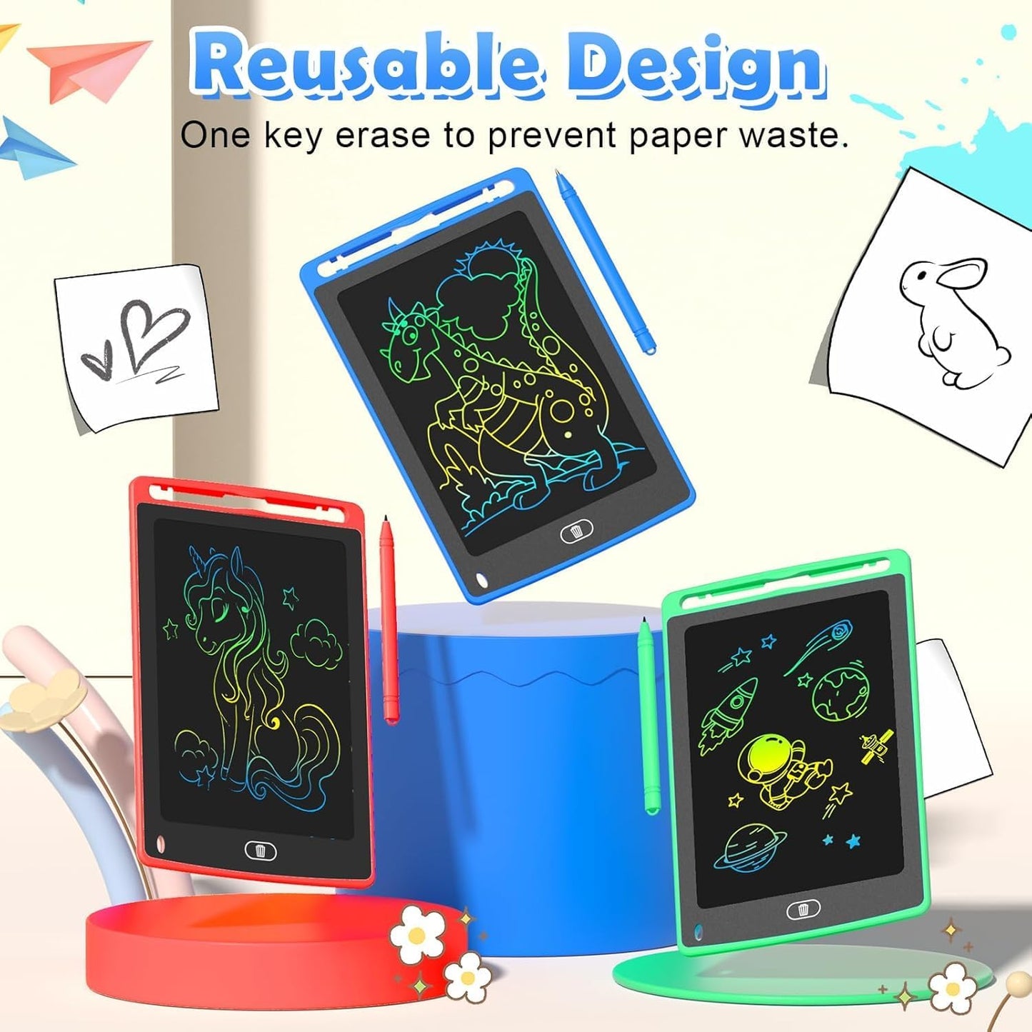 LCD Writing Tablet for Kids, 8.5 Inch Colorful Doodle Board Drawing Tablet, Educational Learning Toys Birthday Gifts for Kids Age 3 4 5 6 7 8 (24 Pack)