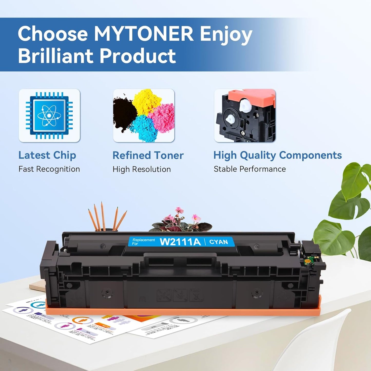 MYTONER 206A Toner Cartridges 4 Pack (with Chip) Compatible Replacement for HP 206A 206X for Color Pro MFP M283fdw M283cdw M282nw Pro M255dw M255nw M283 M255 M282 Printer W2110A W2110X High Yield