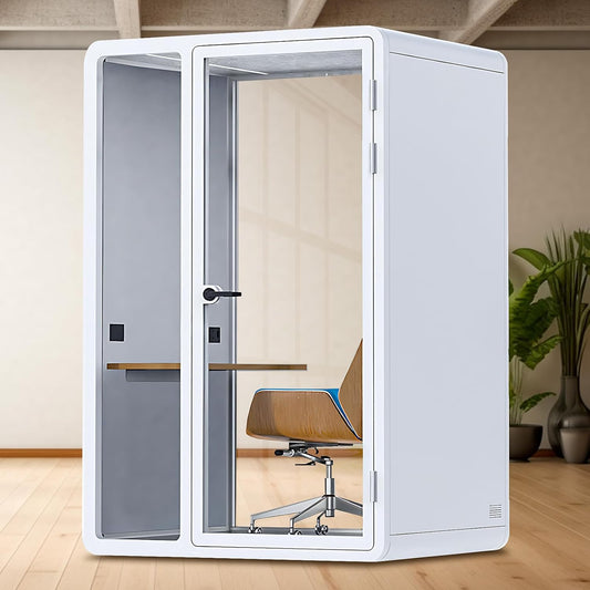 Office Sound Booth with Audio Privacy - Removable Soundproof Booth Includes White with Rounded Corners,Soundproof Room with Light,Fans, Socket for Live Streaming,Study (55.11IN)