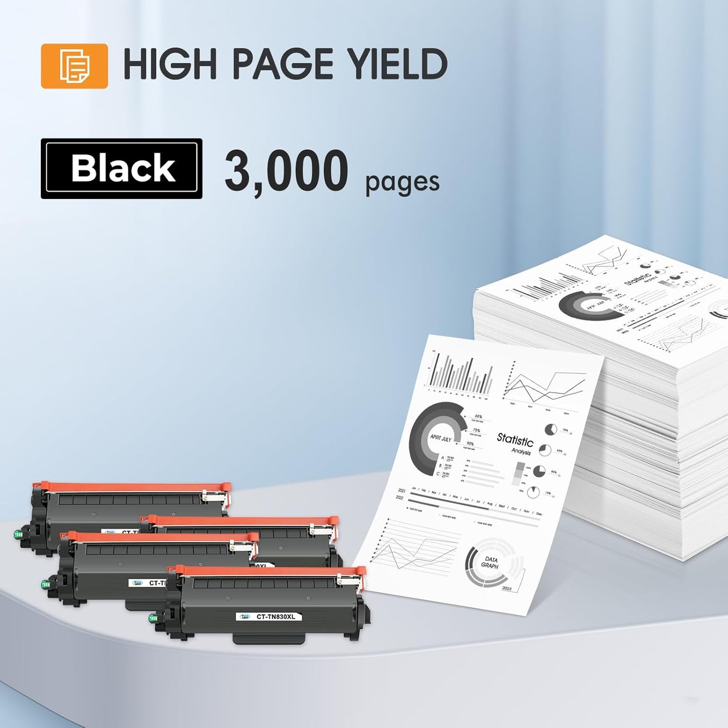 TN830 TN830XL 830XL Toner for Brother Printer DCP-L2640DW HL-L2460DW Replacement for Brother TN-830 XL/V/R TN 830 XL TN-830XL Cartridge MFC-L2820DW HL-L2405W HL-L2400D Printer High Yield 4 Pack Black