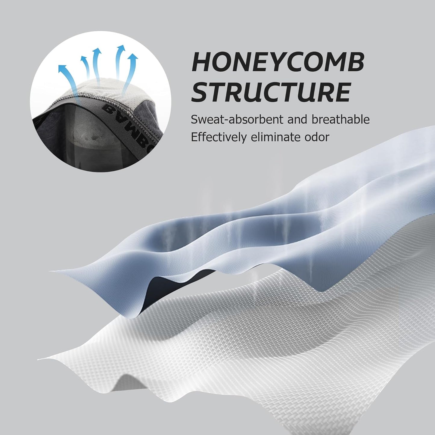 BAMBOO COOL Men's Ultra Breathable Underwear,No Riding Up Boxer Briefs with ComfortFlexible Waistband,Multipack