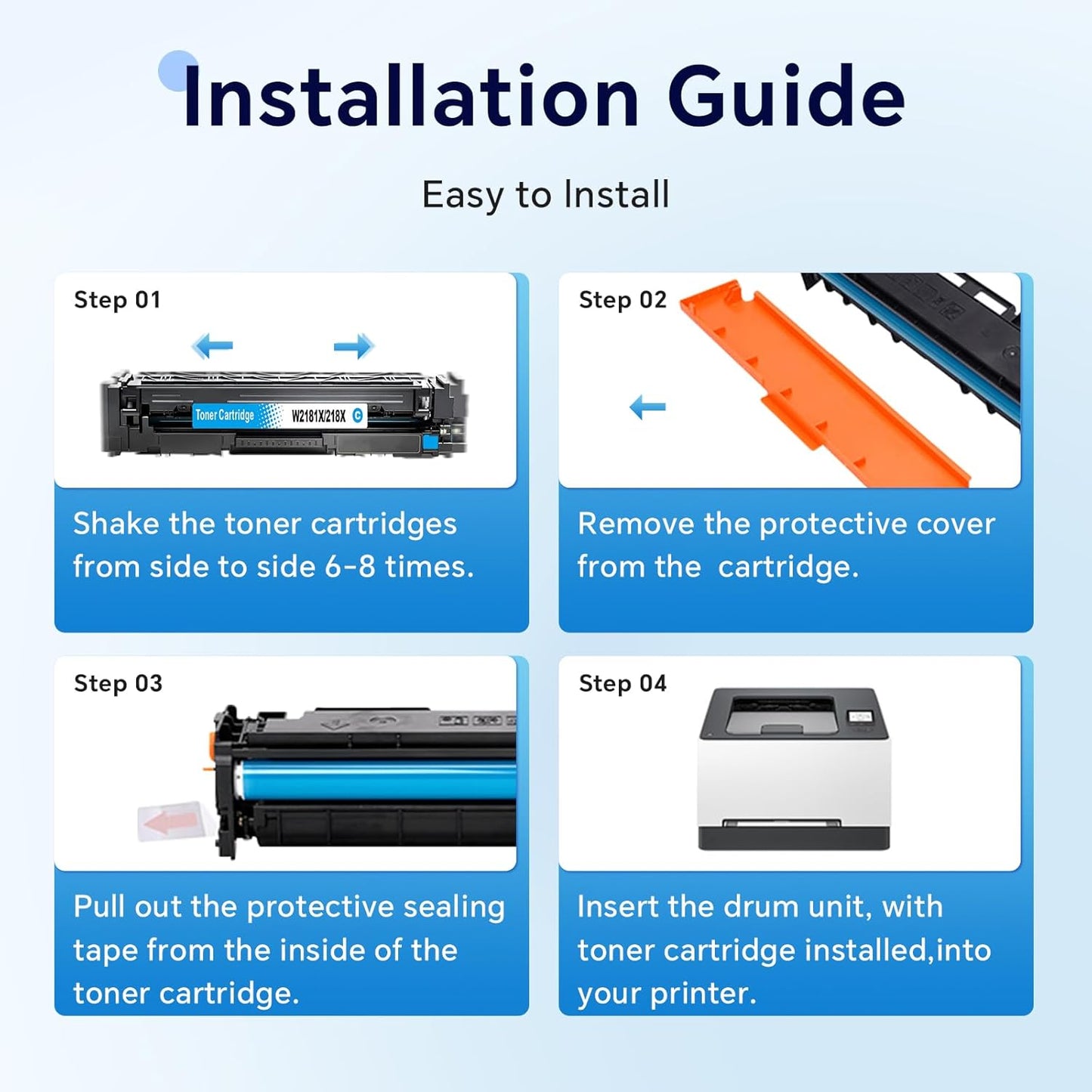 218X High Yield Toner Cartridge (with Chip) Replacement for HP 218X/218A to Compatible with HP Color Laser Jet Pro 3201dw MFP 3301cdw MFP 3301fdw MFP 3301sdw W2180 W2181 W2182 W2183 (4 BK/Y/C/M)