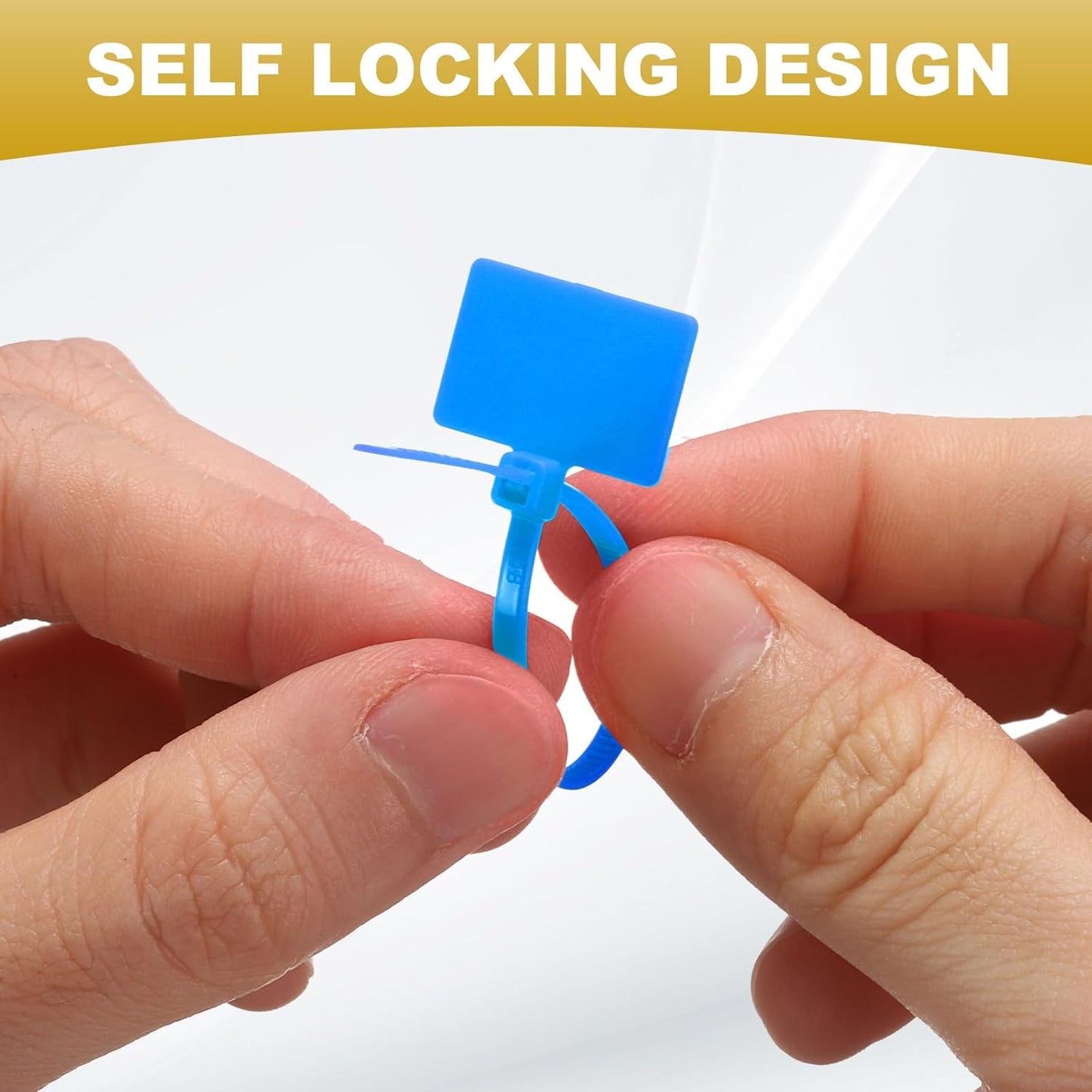 uxcell 100 Pcs Cable Label Marker Tags, Nylon Cable Zip Tie Tags 4.3 Inch Writable Self-Locking Wire Labels Zip Ties for Organization Marking, Blue