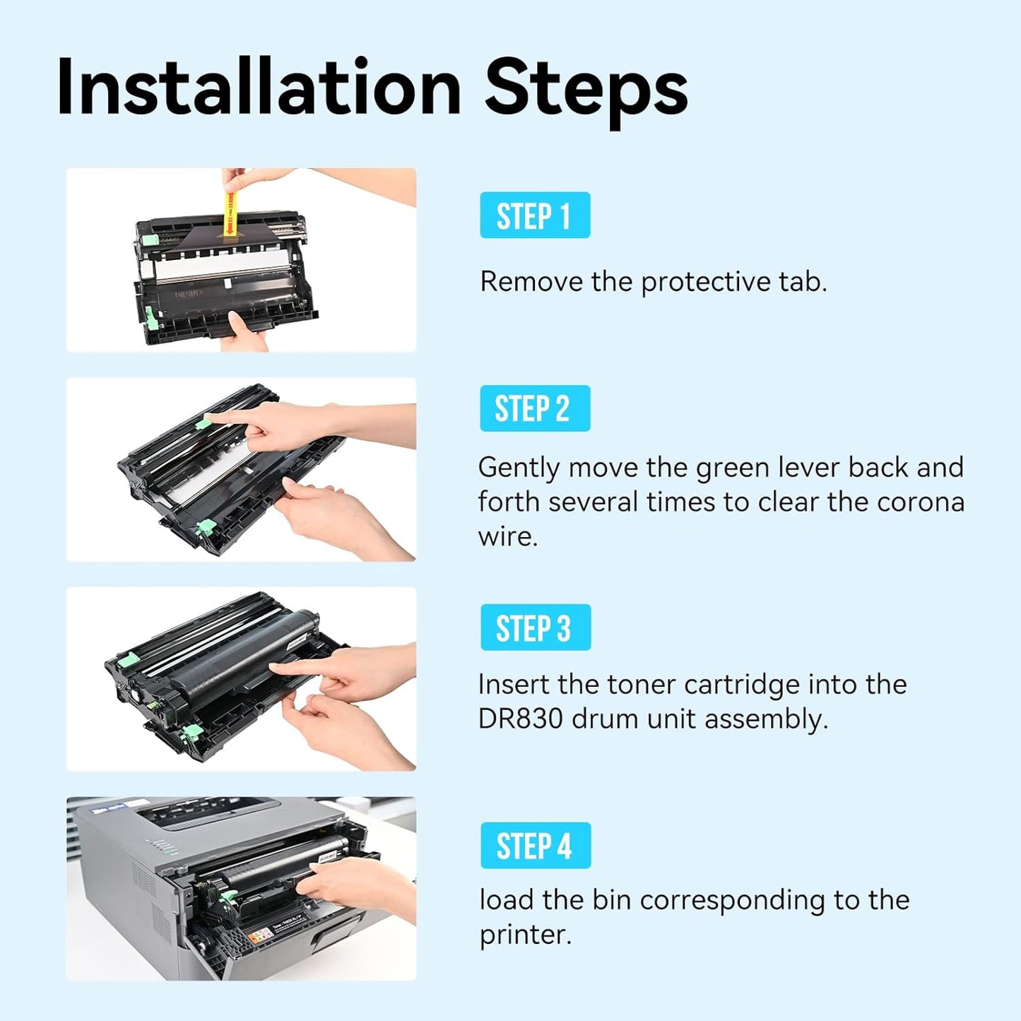 LEMERO UEXPECT Compatible TN830XL Toner Cartridge and DR830 Drum Unit Replacement for Brother TN830XL TN 830 DR830 for HL-L2460DW DCP-L2640DW HL-L2405W MFC-L2820DW Printer (2 Toners, 1 Drum Unit)