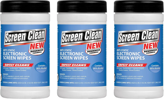 Zenex Screen Clean Anti-Static Electronic Screen Wipes - Single Sided Non-Abrasive Towels | For TV, Phones, Monitors | Quick Dry & Streak-Free | Prevents Static Build-up (3 Pack | 75 Sheets Total)