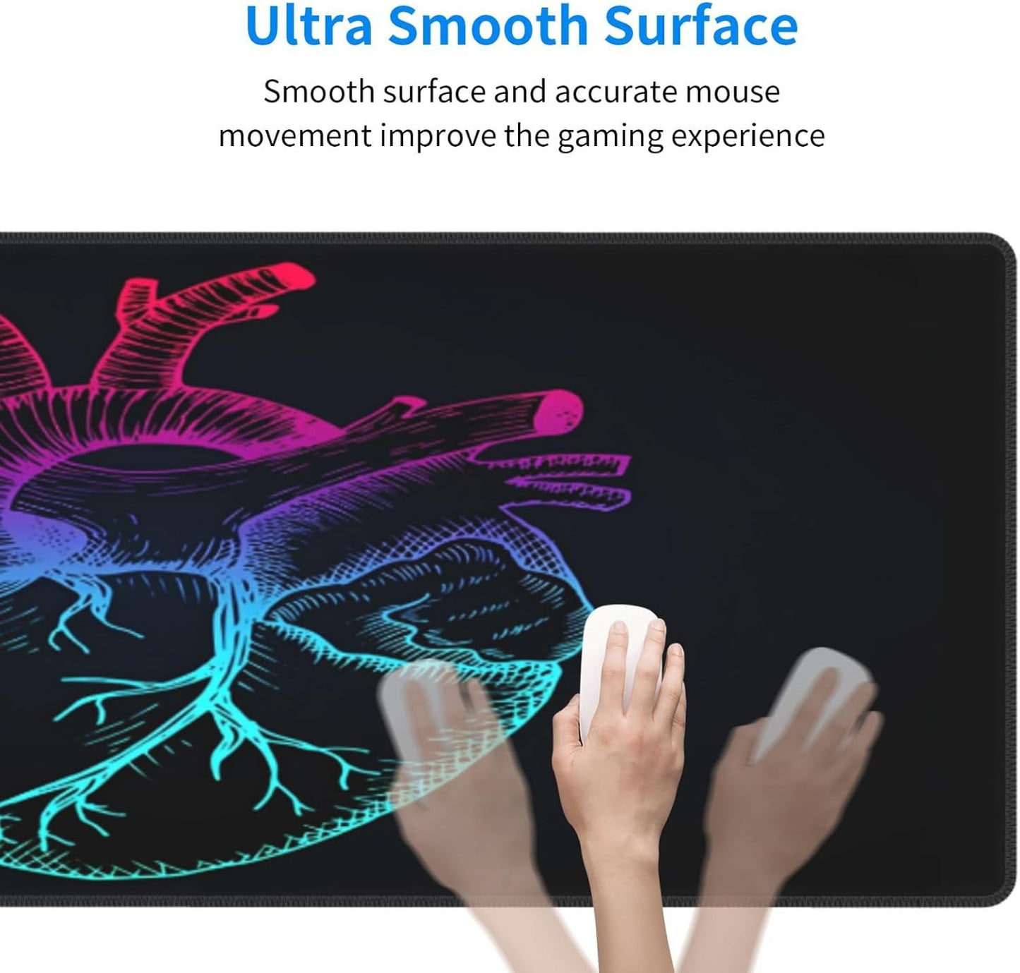 Anatomical Heart Mouse Pad, Medical Large Big Gaming Mouse Pad Desk Pad, Mousepad with Non-Slip Rubber Base, Extended XXL Mouse Mat for Computer Laptop Office Accessories