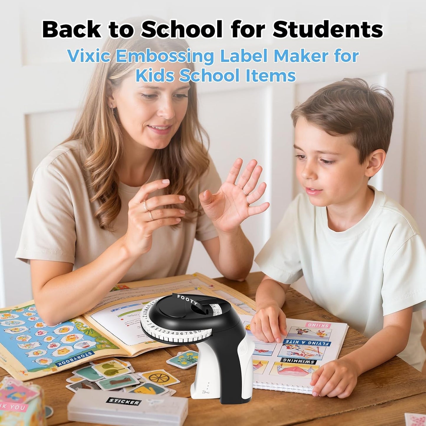 Embossing Label Maker, Manual Label Maker Emboss, Vintage Embossed Label Makers Machine with Tapes, Old School Labeler with 5 Rolls 3D Black Tapes for Home DIY & Crafting Kids School Items