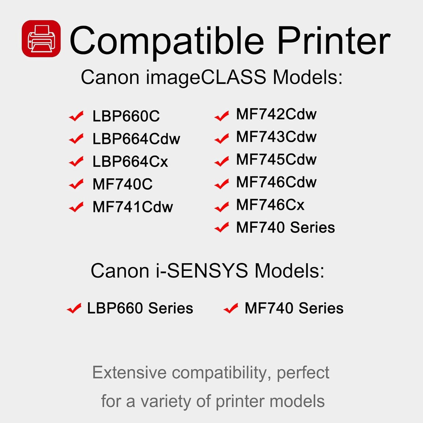 4 Pack 055 BK/C/M/Y Toner Cartridge: Compatible CRG-055 Replacement for Canon i-SENSYS LBP660 MF740 Series ImageClass LBP660C LBP664Cdw LBP664Cx MF741Cdw MF740 MF746Cx MF742Cdw Series Printer