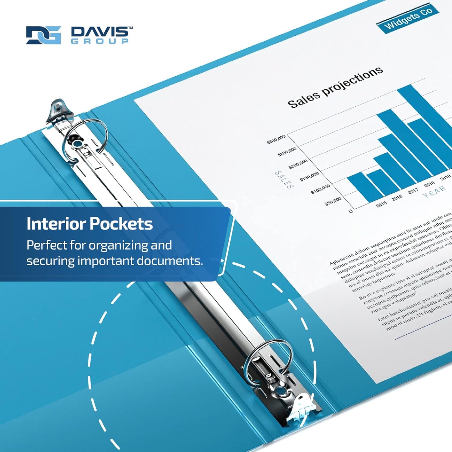 Easyview Premium 3-Ring Binders with Clear-View Covers and Round Rings, Binders for School or Office, 1 Inch, Pack of 6, Turquoise