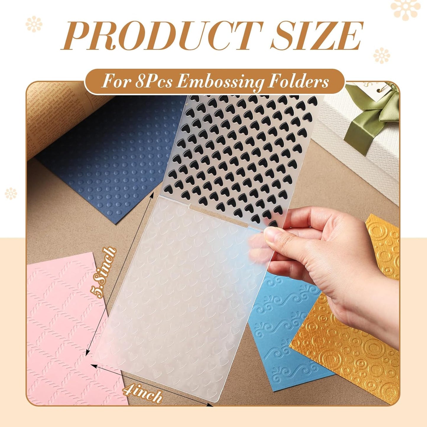 Geiserailie 8 Pieces Embossing Folders Embossing Machine Template Paper Card Heart Folders for Card Making DIY Flower Scrapbook Photo Album Craft Decoration 5.9 x 4.1 Inch(8 Pcs,Classic Style)