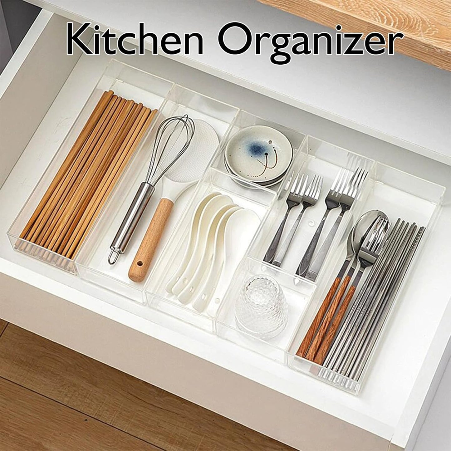 Stackable Acrylic Drawer Organizer Set, 11 PCS Multi-Size Storage Bins for Makeup, Office Desk, Bathroom, Vanity and Kitchen Utensils