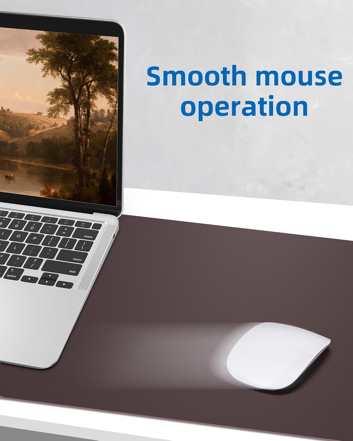 AFIING Leather Desk Pad Protector,Mouse Pad,Office Desk Mat, Non-Slip PU Leather Desk Blotter,Large desk mat,Waterproof Keyboard mat for Office/Home/Decor (Coffee,48"" x 17"")