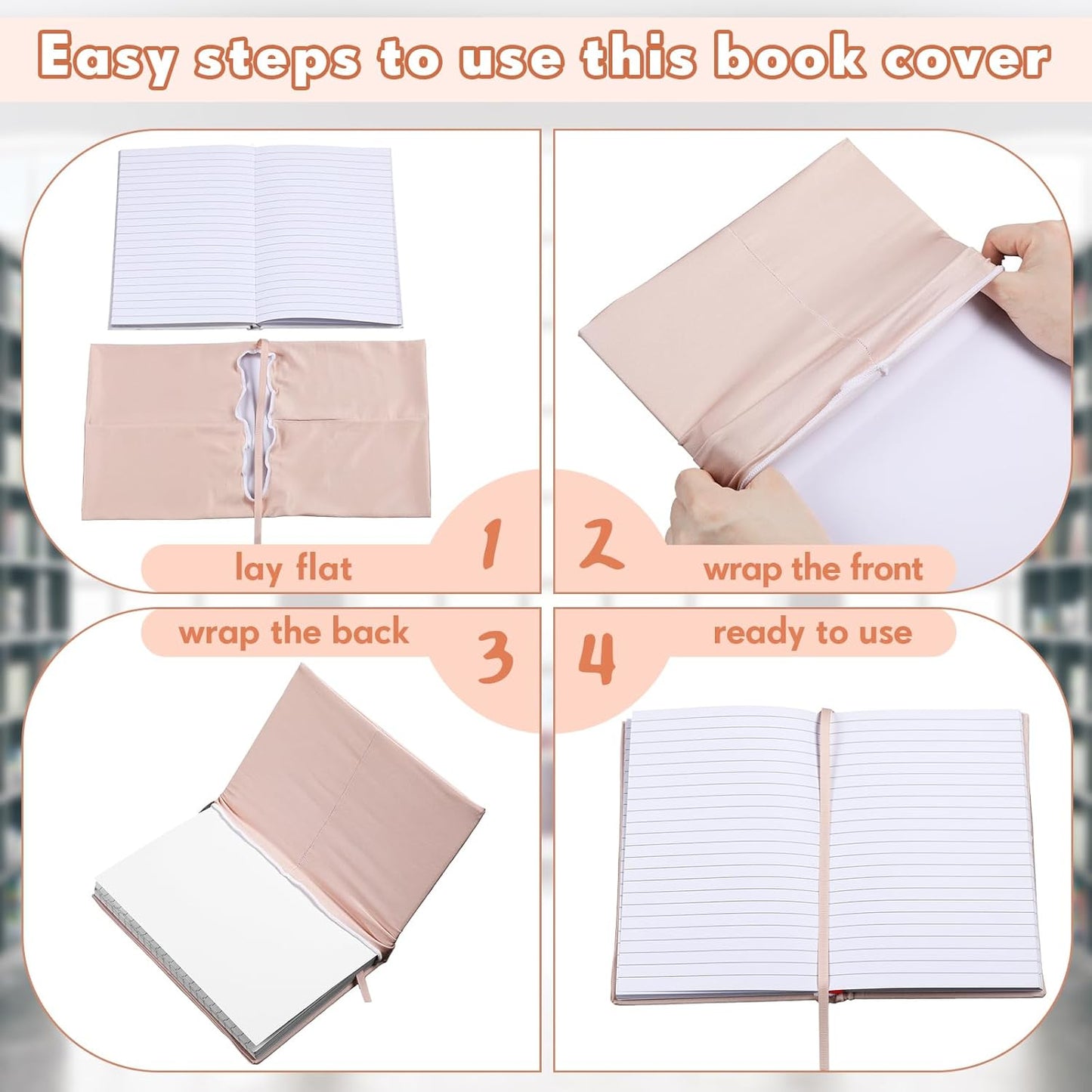 PerKoop 12 Pcs Jumbo Book Covers Stretchable Fabric School Book Protector Reusable Washable Cover Protector for Most Hardcover Textbooks(Pastel Colors,6 x 9 Inch)