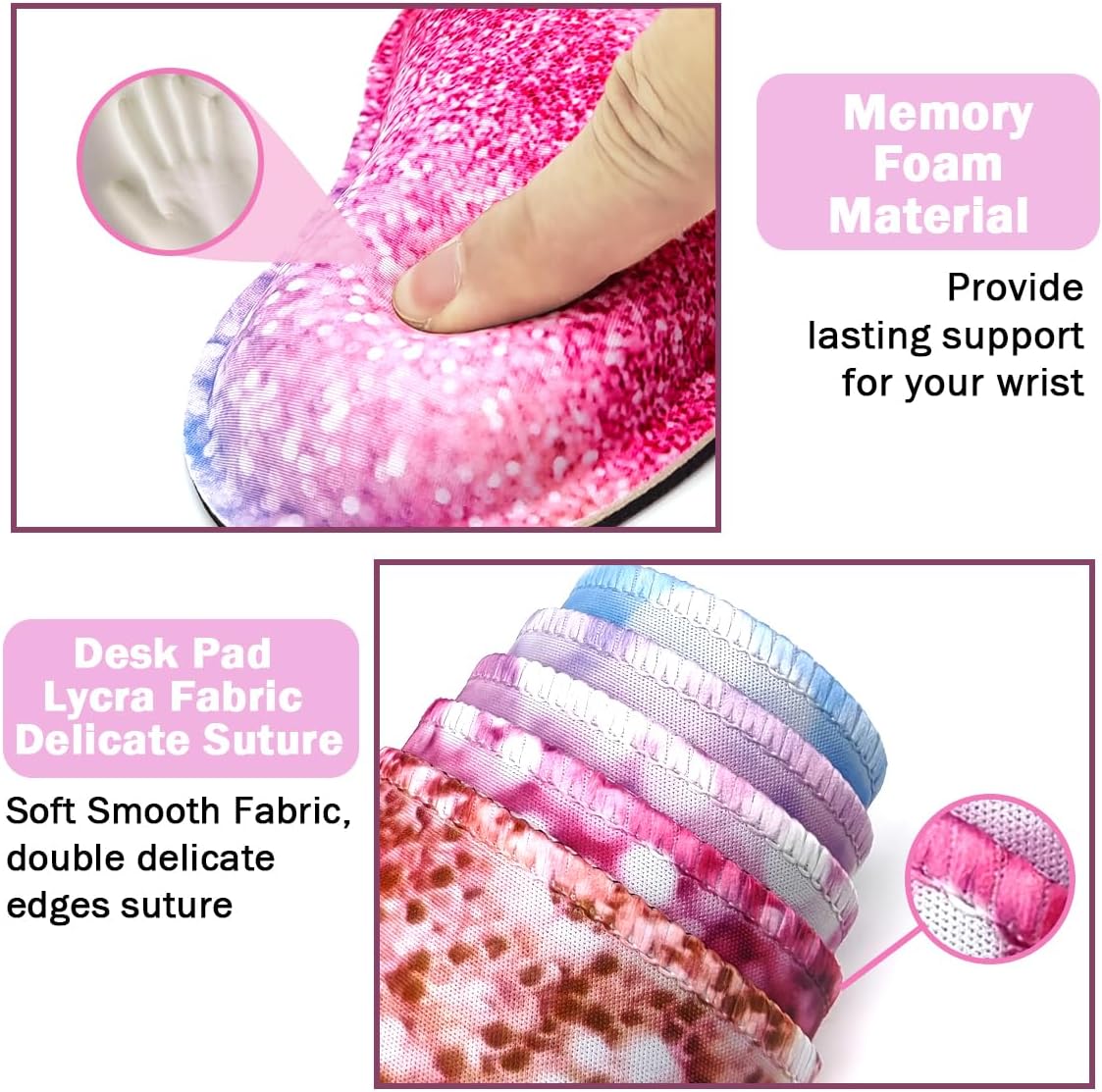 Large Keyboard Mouse Pad Set, Extended Mouse Pad+Keyboard Wrist Rest Support, Memory Foam Ergonomic Easy Typing, 4Pcs (35.4×15.9 in) Desk Pad Set for Home Office Study Game - Colorful