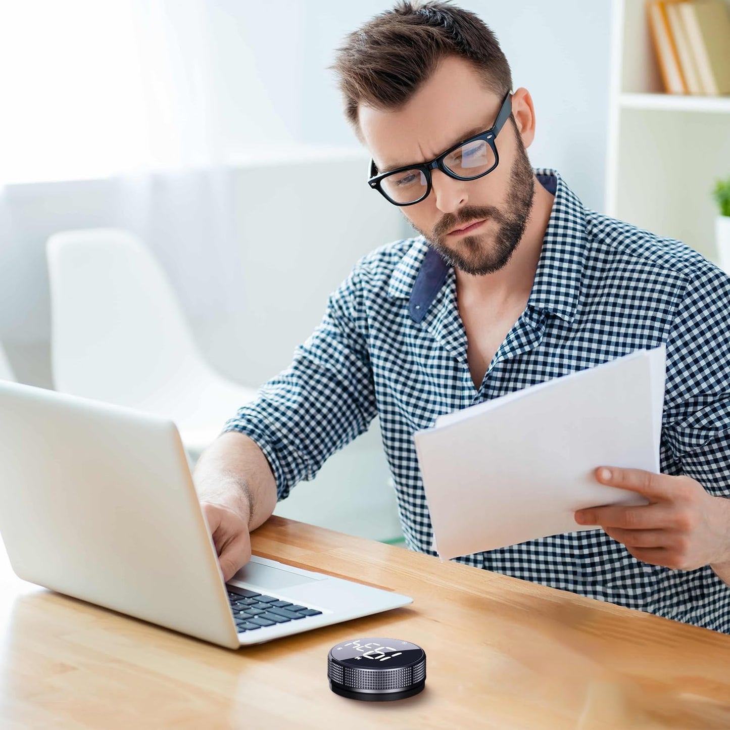 BlueSnail Kitchen Timer with LED Digital Display Smart Efficana for Home Classroom Gym Office, Volume and Brightness Adjustable Productivity Timer (Silvery)