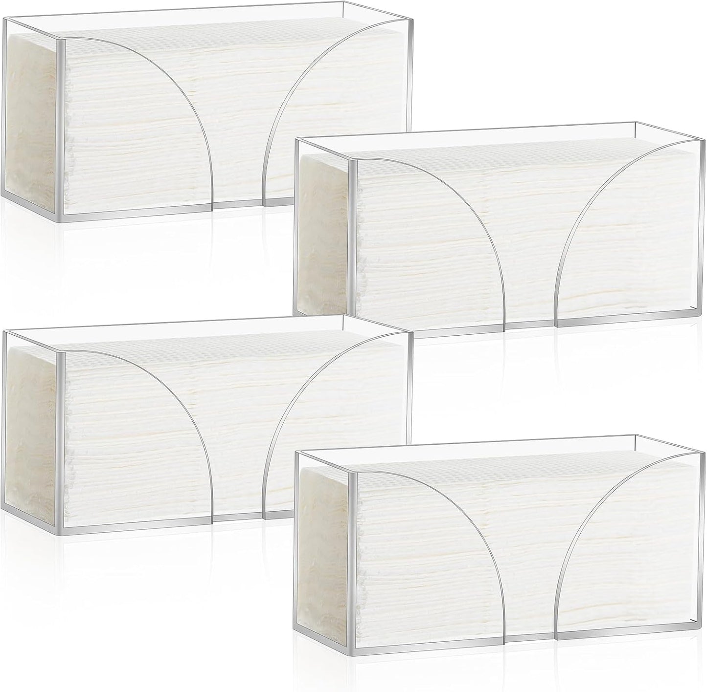 4Pack Clear Paper Towel Dispenser Countertop Acrylic Paper Towel Holder for Bathroom Folded Paper Towel Dispenser Clear Trifold Napkin Holder for Z-fold, C-fold, MultiFold Trifold