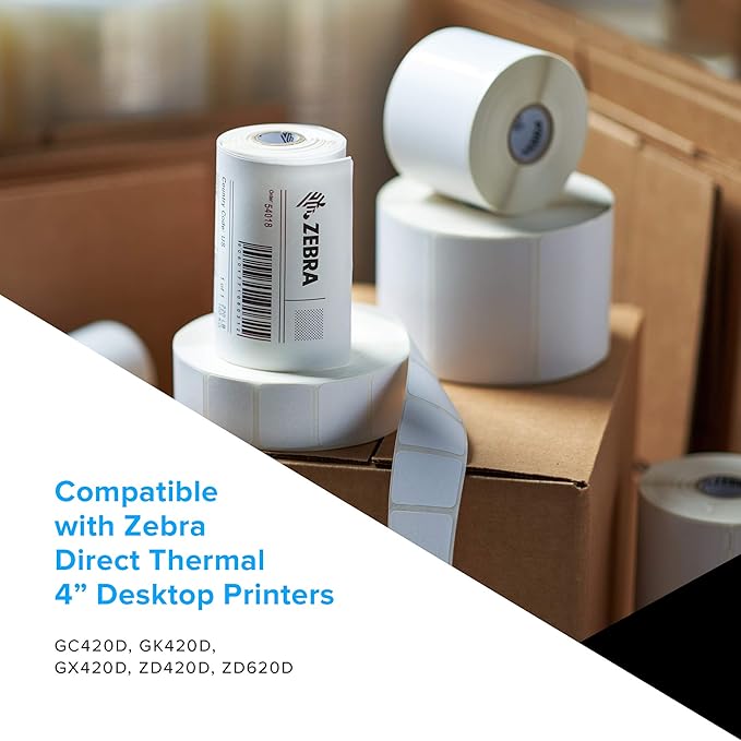 Zebra 3 x 3 in Direct Thermal Paper Labels Z-Perform 2000D Permanent Adhesive Shipping Labels 1 in Core 6 rolls 10031638SP