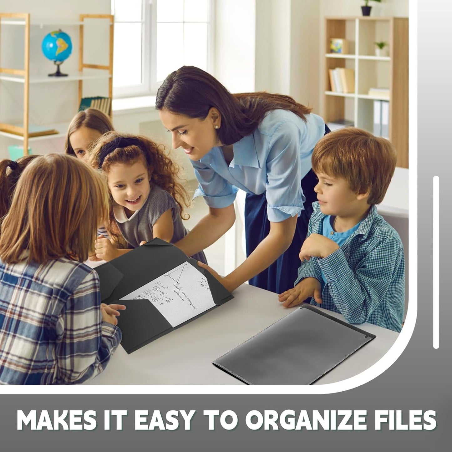 Henoyso 36 Pcs Plastic Folders with Clear Front Pockets Heavy Duty File Folders with 2 Pockets and Card Slot for Student Communication School Office Presentation Report (Black)