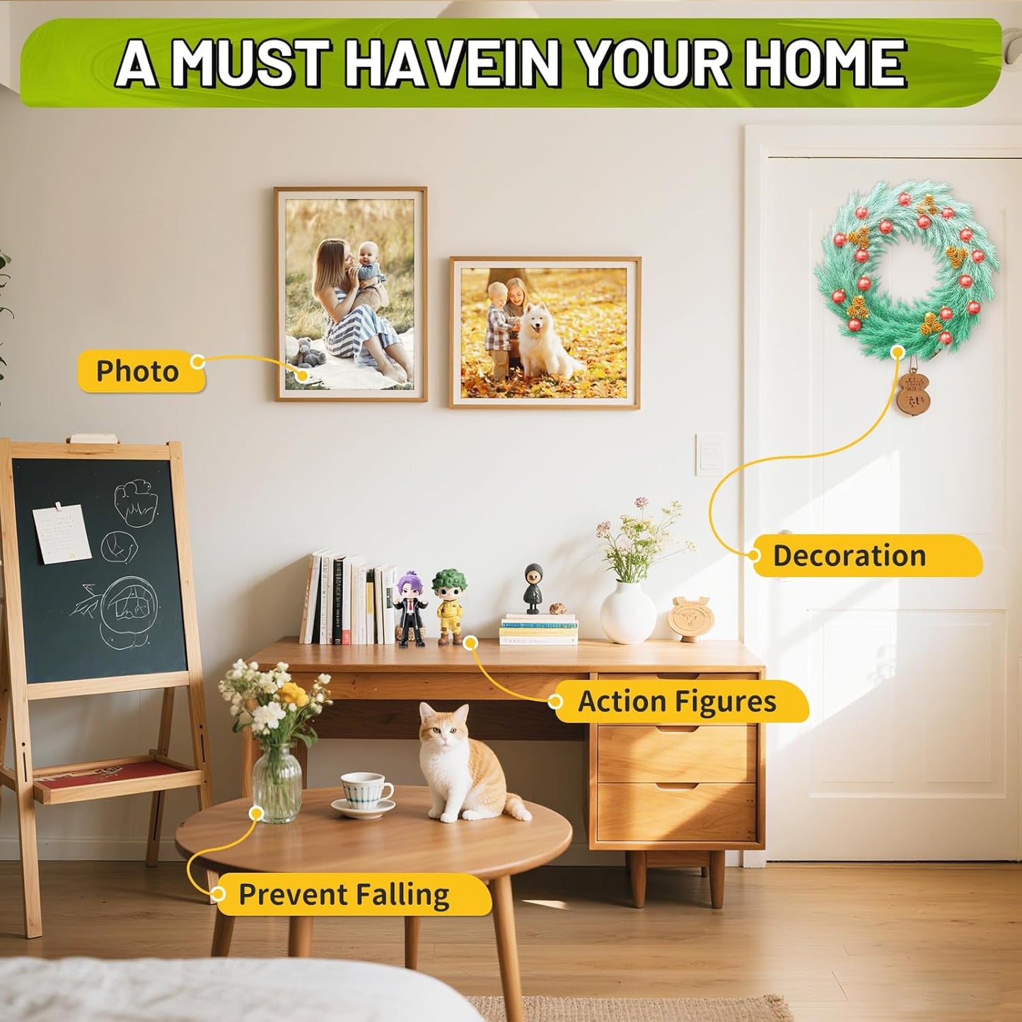 Upgraded 360Pcs Double Sided Tape Sticky Dots with Pull Tab, Removable Adhesive Mounting Putty No Trace Dots, 0.6" Clear Sticky Tack for Museum Picture Crafts & DIY