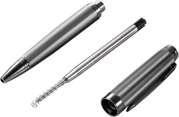 Ballpoint Pen with Gift Box for Men Women,Luxury Stainless Steel Retractable Pen Executive Home Office Use, and 2 Extra Refills Black Ink 1.0mm B2 (full gray)