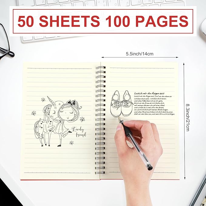 Yahenda 72 Pcs Spiral Notebook Bulk A5 Journal Lined 8.3'' x 5.5'' Writing Composition Paper Small Notepad Subject Notebook for Students Office Business Back to School Supplies (Red)