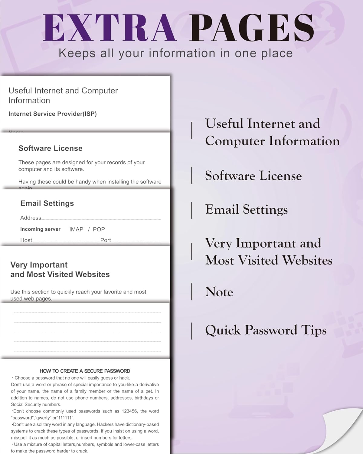 Password Keeper Book with Colorful Alphabetical Tabs, Hardcover Password Log-book for Internet Password and Website Address, 5.8"×8.4" Password Notebook for Home Office (Royal Purple, Medium (5.8 x 8.4 Inch))