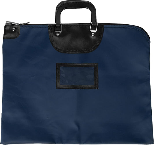 BankSupplies HIPAA Locking Courier Bags with Handles | Navy Blue | 19W x 15H | Durable Laminated Nylon Fabric | Metal Pop Up Lock | For Money, Coins, Currency, Checks & Documents