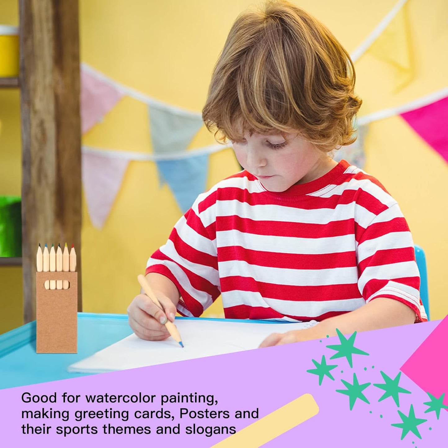 Faccito 200 Packs Mini Drawing Colored Pencils for Kids 3.5 Inch Portable Short Fat 6 Different color Pre Sharpened Pencils in Bulk for Children Painting Classroom School Supplies