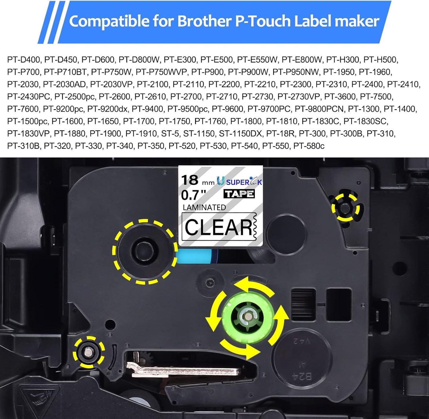 6PK Compatible for Brother P-Touch Label Maker Tape TZe-141 TZ-141 TZe141 TZ141 Black on Clear 18mm 3/4 inch 0.7'' x 26.2ft Laminated TZe TZ Label Tape for PT-H500 PT-910BT PT-530 PT-550