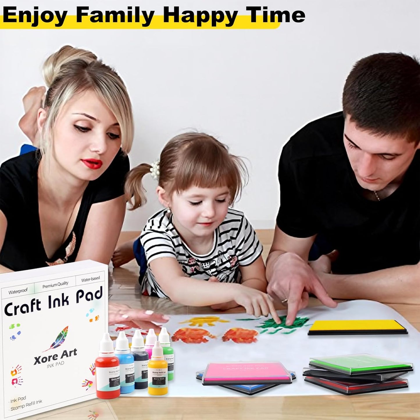 5"x4'' Large Ink Pad Washable Stamp Ink Pad for Baby Footprint Handprint with 30ml Premium Refill Ink (Sky Blue)