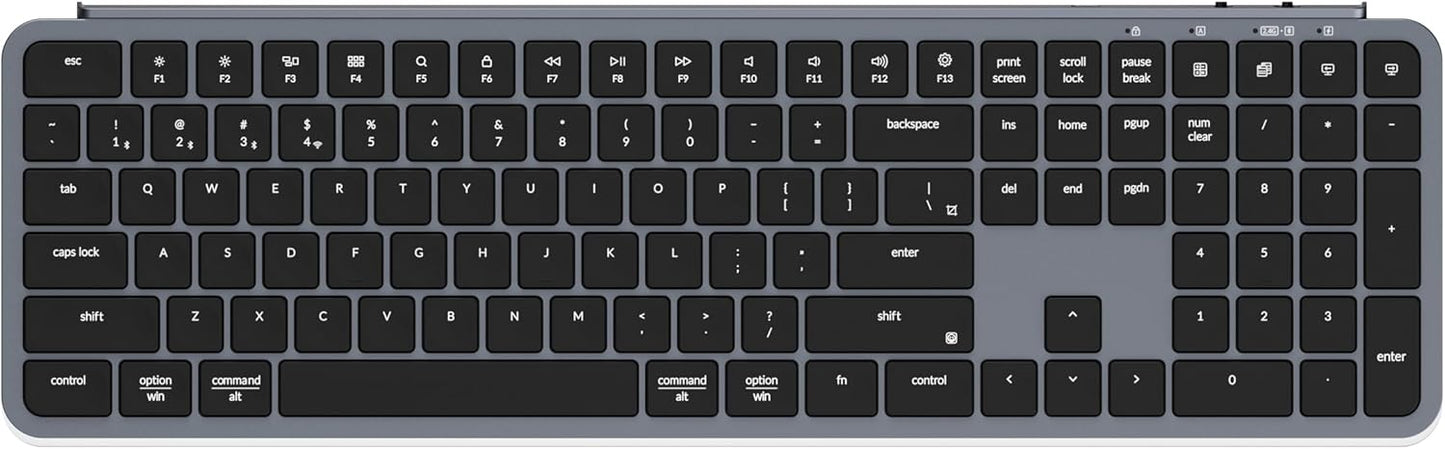 Keychron B6 Pro Ultra-Thin Wireless Keyboard, Full-Size ZMK with Numeric Keypad Quiet Typing, 2.4 GHz/Bluetooth 5.2/Wired Connection Long Battery Life, Compatible with Mac Windows Linux - Space Gray