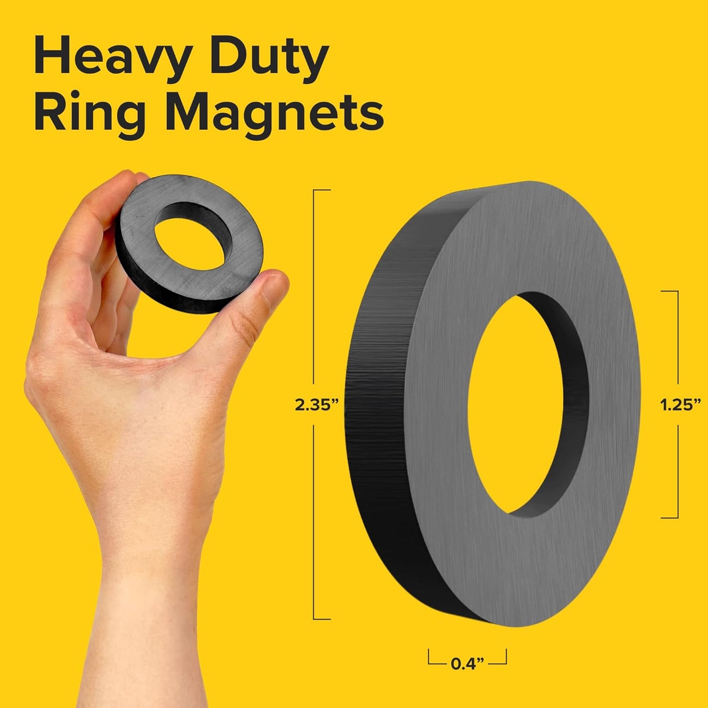 X-bet MAGNET Heavy Duty Ring Magnets - Ultra Strong 2.35 Inch (59 mm) Magnets with Holes for DIY & Crafts - Space Organization Set for Home, Kitchen, Workshop (2 pcs)