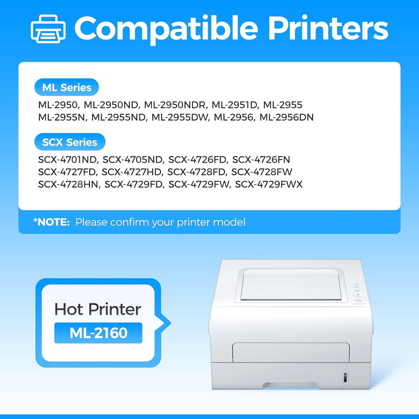 MLT-D103L Toner Cartridge Black 2Pack High-Yield Replacement for Samsung MLT-D103L D103L Compatible with Samsung ML-2950 ML-2955N ML-2956 SCX-4701ND SCX-4726FD SCX-4727FD SCX-4728HN SCX-4729FD Printer